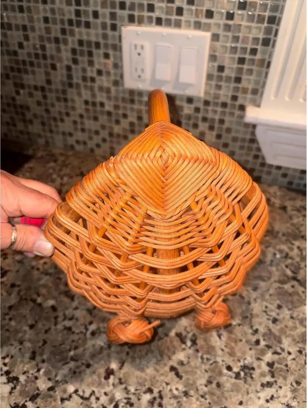 wicker basket with feet